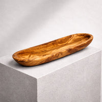 Baguette-Schale aus Olivenholz – Glatter Rand (30cm)