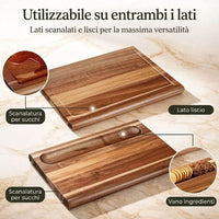 Set Vantaggio: Grande Tagliere Bifacciale + Macinini Rotondi per Sale e Pepe