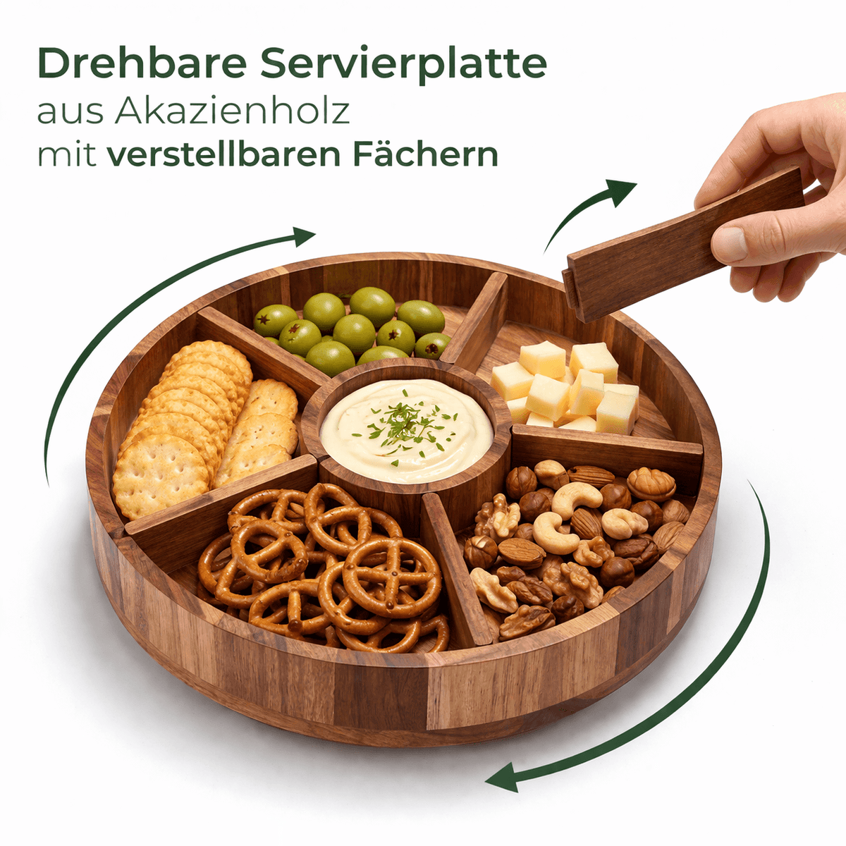Drehbare Servierplatte aus Holz