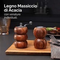 Spargisale e Macinapepe – Set da 2 in Legno di Acacia