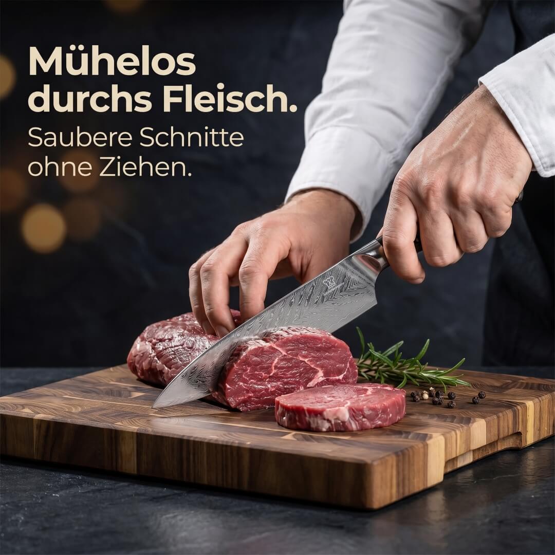 Kiiro Santoku Damastmesser