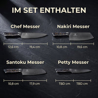 Kiiro Santoku Damastmesser