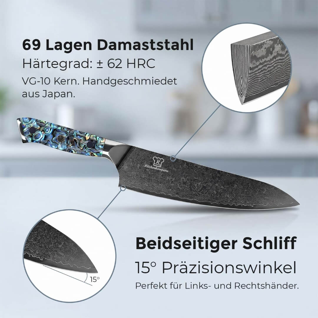 Sheru Santoku Damastmesser