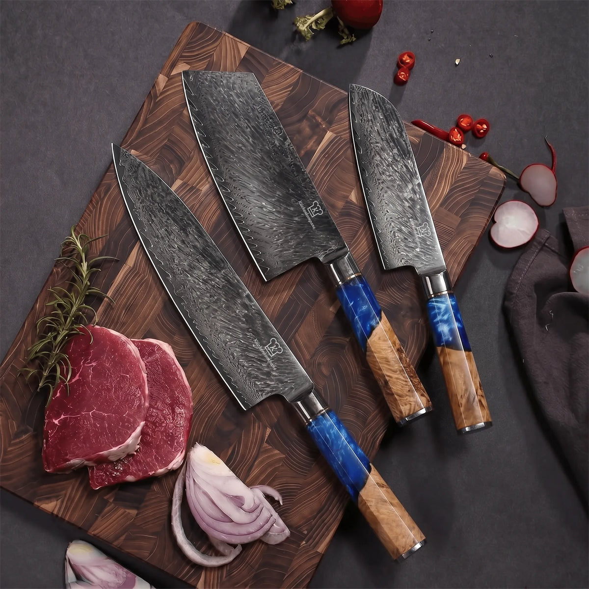 Aoki Set di Coltelli Damascati