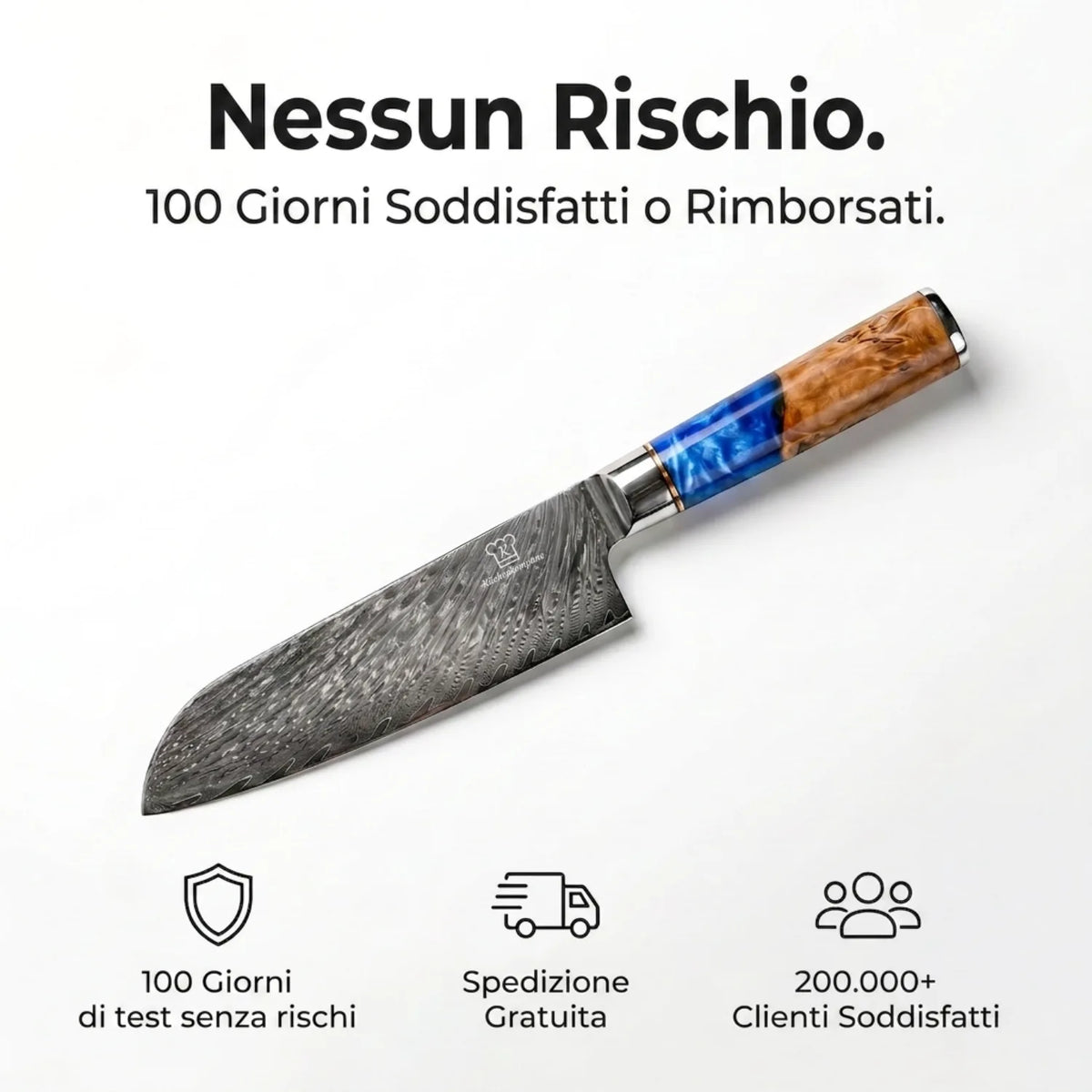 Coltello Santoku Damascato Aoki