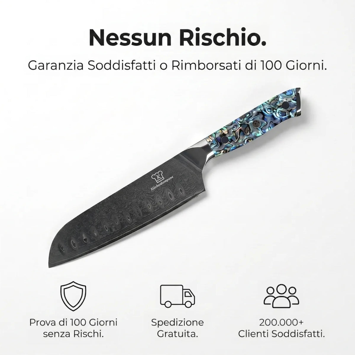 Coltello Santoku Damascato Sheru