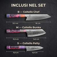 Set di Coltelli Damascati Gyuto