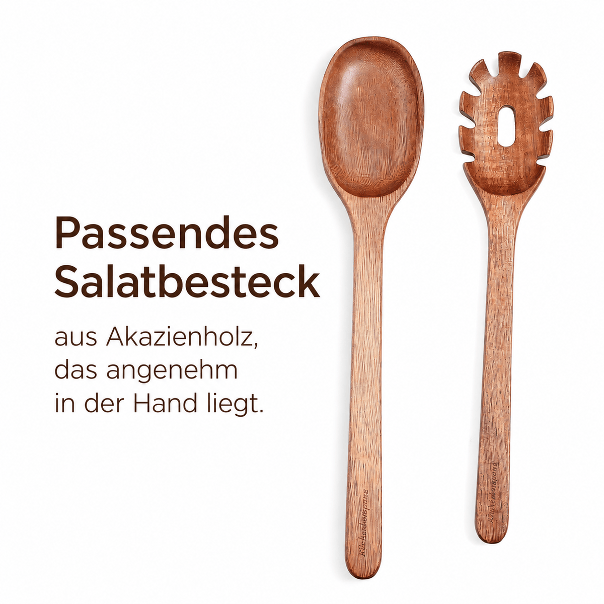 Salatschüssel Set aus Akazienholz – 3 Schüsseln inkl. Salatbesteck