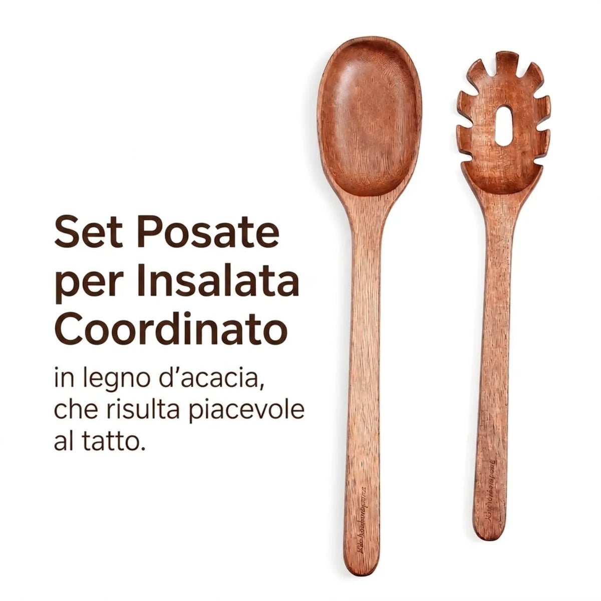 Set di Ciotole per Insalata in Legno di Acacia – 3 Ciotole incl. Posate per Insalata